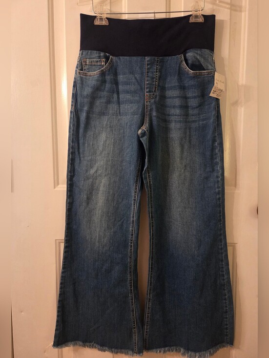 M Rena Denim - M RENA Maternity Wide Leg Raw Hem Jeans Size Large NWT
